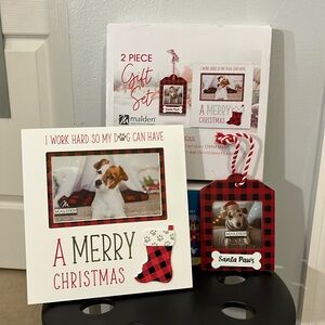 NEW DOGGY CHRISTMAS PHOTO FRAME & ORNAMENT - Boxed gift set